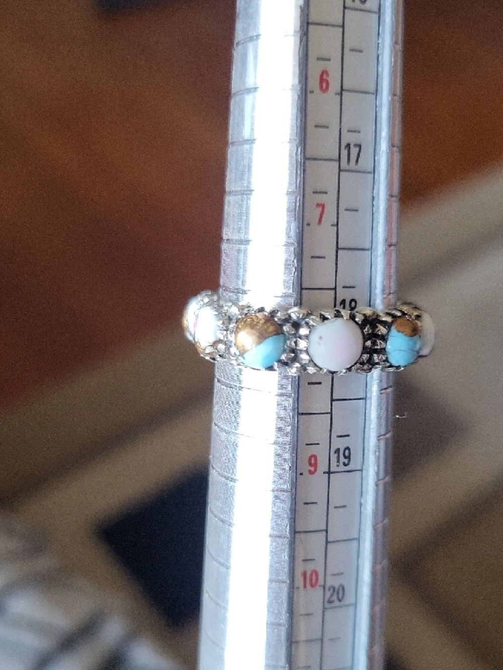 Cotton Candy Turquoise Sterling Silver Eternity Ring Size 8 - Picture 8 of 8